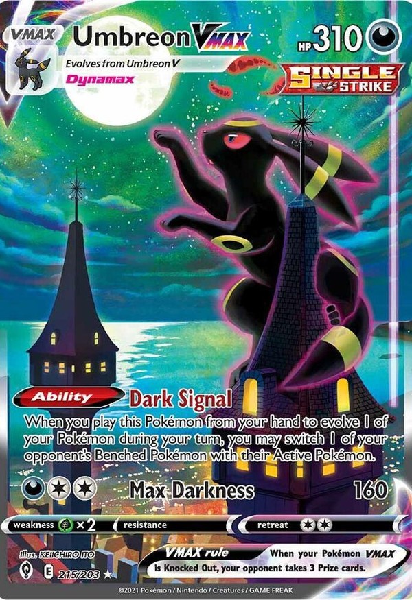 Umbreon VMAX with its two defects circled